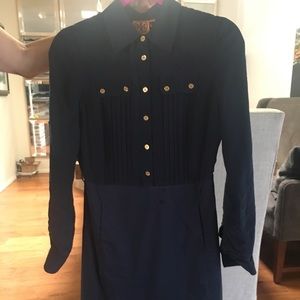 Tory Burch Navy Poplin Shirt Dress